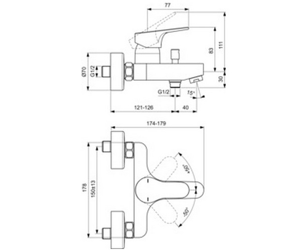 смеситель для ванны IDEAL STANDARD CERABASE